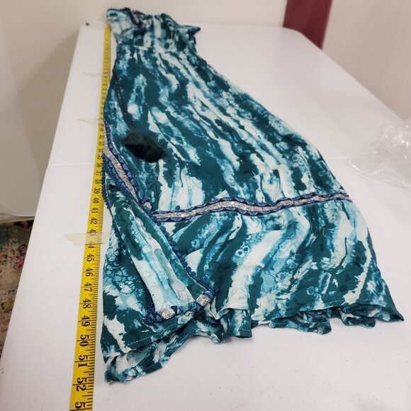 Soft Surroundings Womens Artsy Short Sleeve Maxi Dress Size M Blue Boho Gypsy - Picture 8 of 10